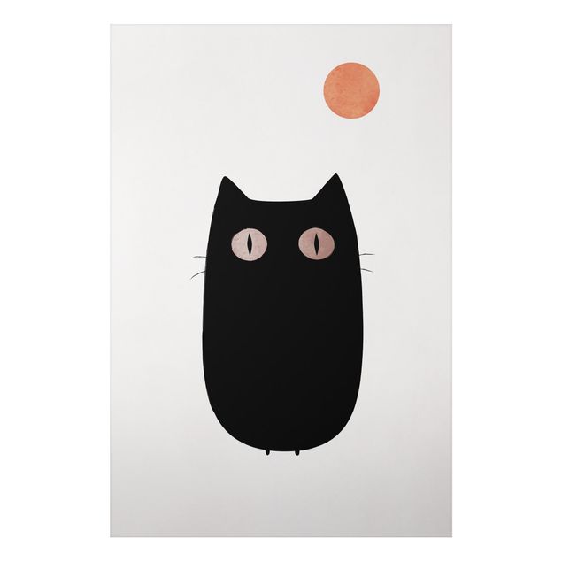 Stampa su alluminio - Illustrazione di gatto nero - Verticale 3:2