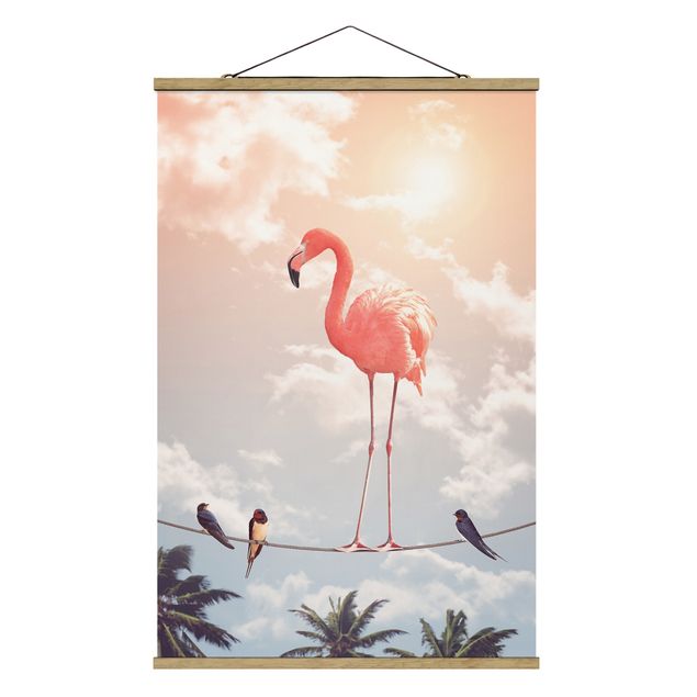 Foto su tessuto da parete con bastone - Cielo Con Flamingo - Verticale 3:2