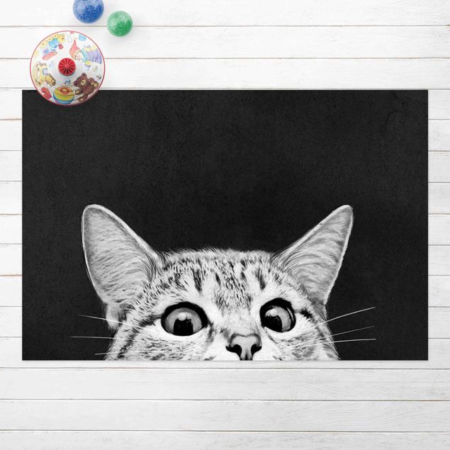 Tappeto per balcone Illustrazione - Gatto Disegno in bianco e nero