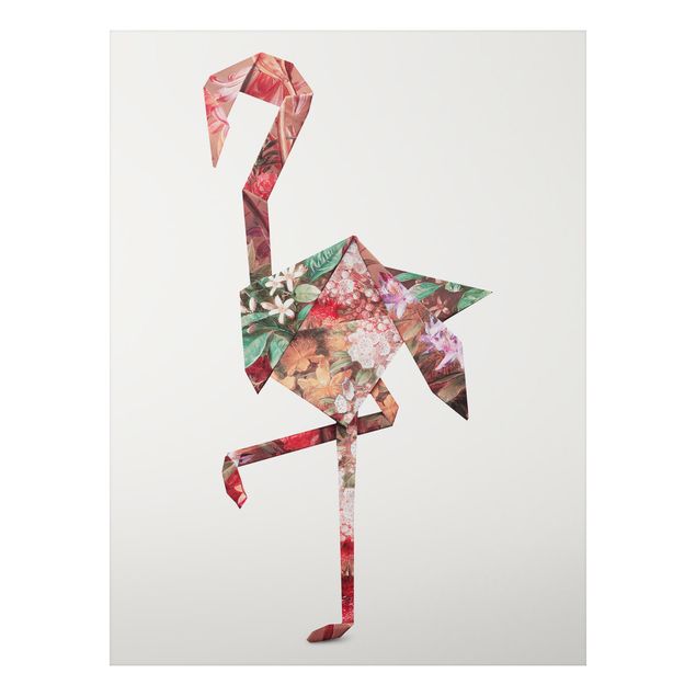 Stampa su alluminio - origami Flamingo - Verticale 4:3