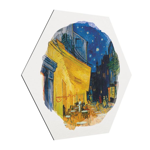 Esagono in Alluminio Dibond - Acquarelli - Vincent Van Gogh - Terrazza del caffe ad Arles