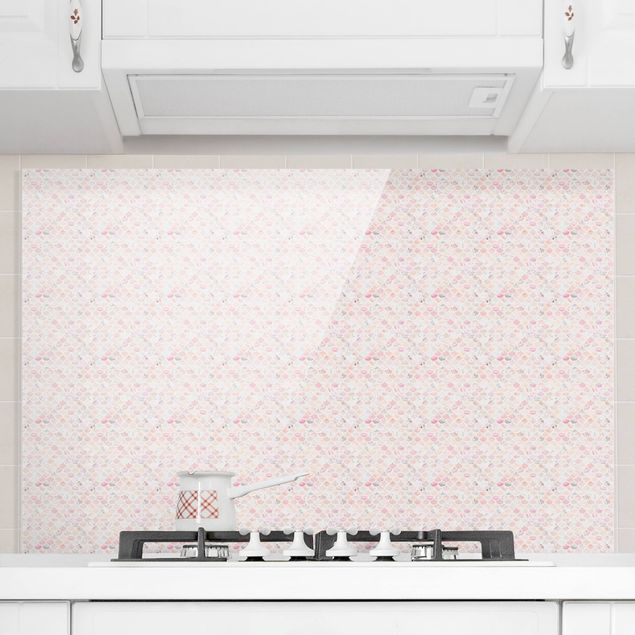 paraschizzi cucina vetro magnetico Motivo di marmo rosa