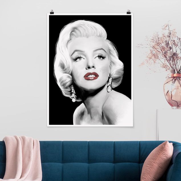 poster da parete vintage Marilyn con gli orecchini