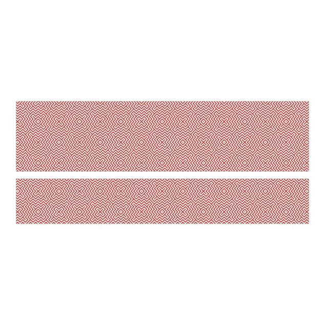 Carta adesiva per mobili IKEA - Malm Letto basso 180x200cm Red Geometric stripe pattern