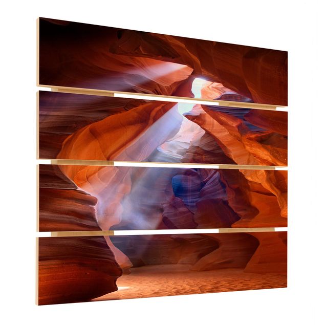 Stampa su legno - Giochi di luce in Antelope Canyon - Quadrato 1:1