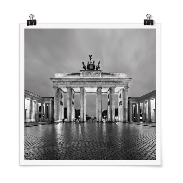 Poster - Illuminated Brandenburg Gate II - Quadrato 1:1