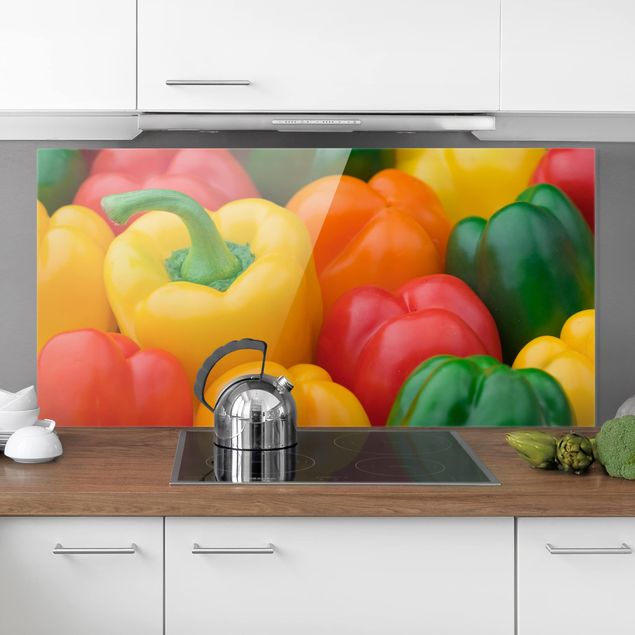 paraschizzi cucina vetro magnetico Miscela di peperoni colorati