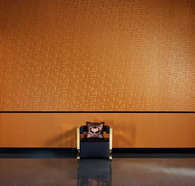 Carta da parati - Versace wallpaper Versace 2 Greek in Marrone Metalizzato Arancione