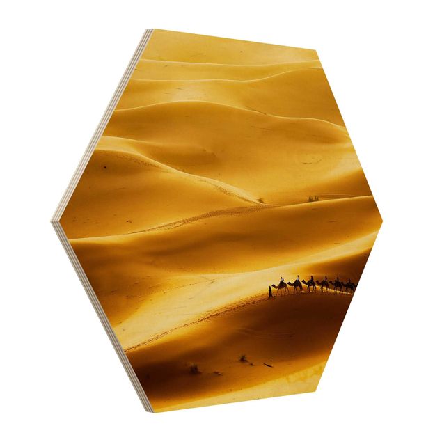 Esagono in legno - dune dorate