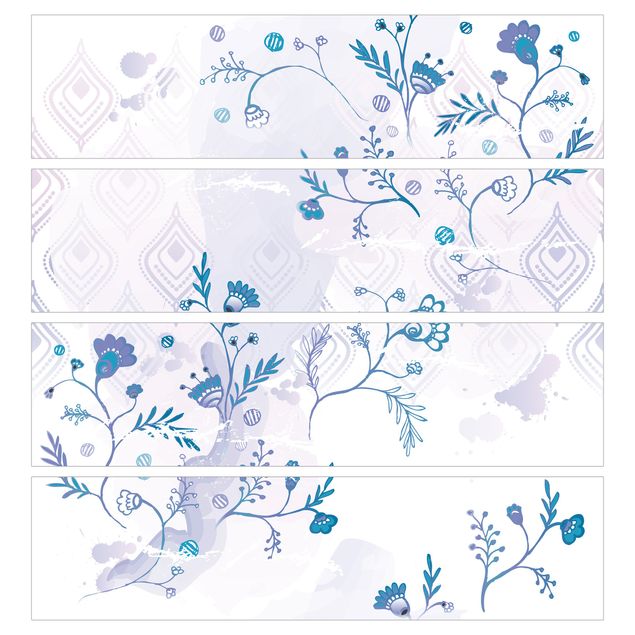 Carta adesiva per mobili IKEA - Malm Cassettiera 4xCassetti - Blue Fantasy Pattern