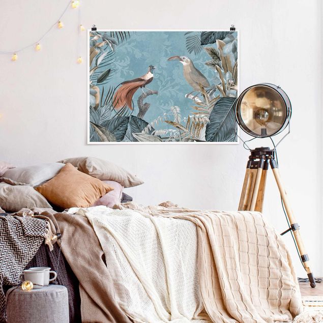 Poster vintage Collage vintage - Uccelli del paradiso