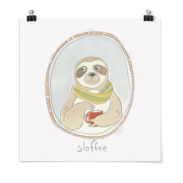 Poster - caffeina Sloth - Quadrato 1:1