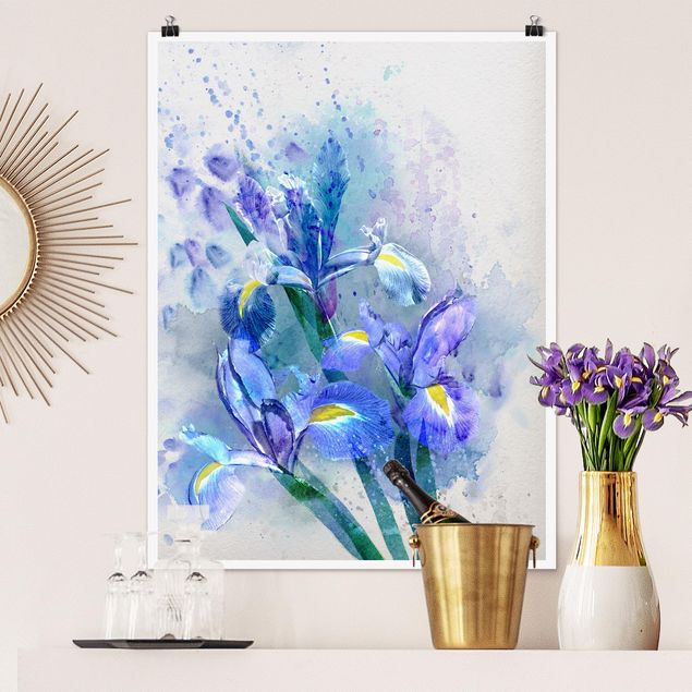 Poster acquerello Fiori ad acquerello - Iris