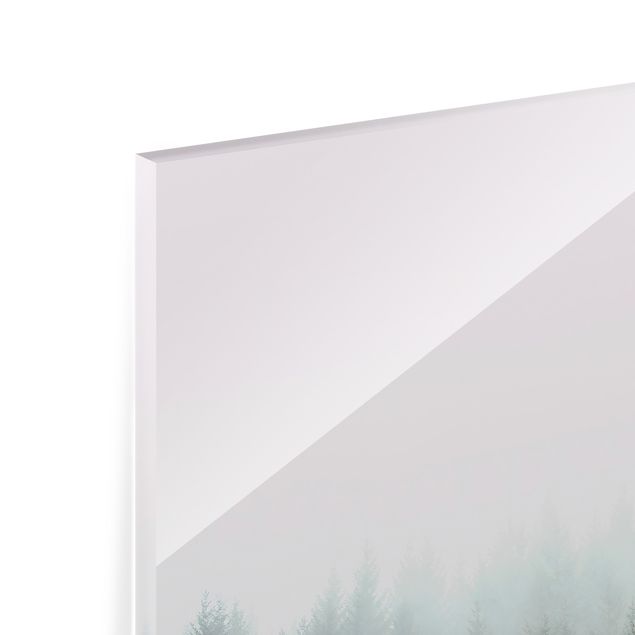 Paraschizzi in vetro - Foresta nella nebbia del crepuscolo - Quadrato 1:1