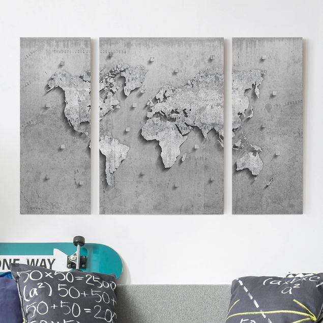 Quadri moderni per soggiorno Mappa del mondo in cemento