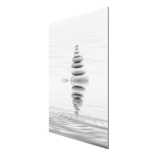 Stampa su alluminio spazzolato - Torre Pietra In The Water Bianco e nero - Verticale 3:2