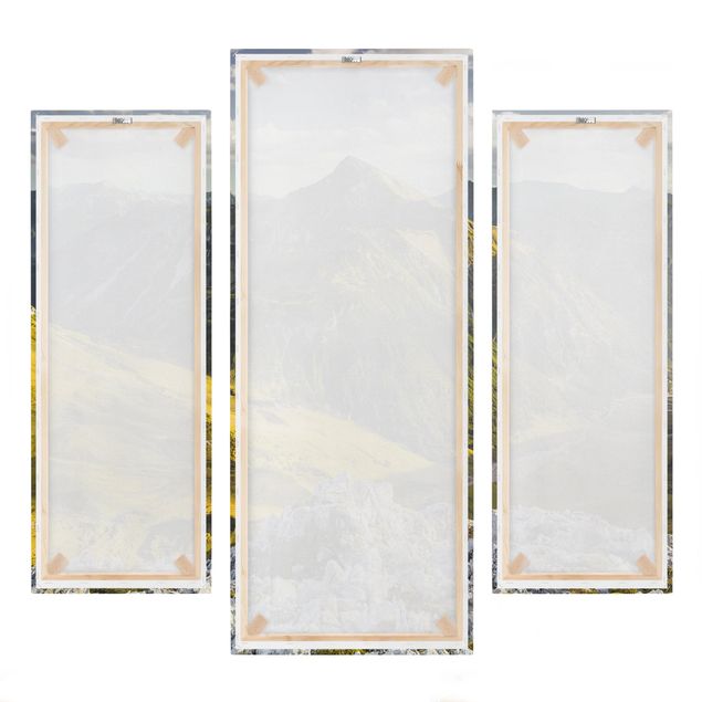 Stampa su tela 3 parti - Mountains And Valley Of The Lechtal Alps In Tirol - Trittico da galleria