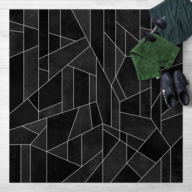 Tappeto per balcone Acquerello geometrico in bianco e nero