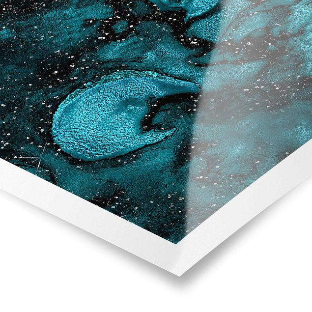 Poster - Goccia del turchese con glitter - Panorama formato orizzontale