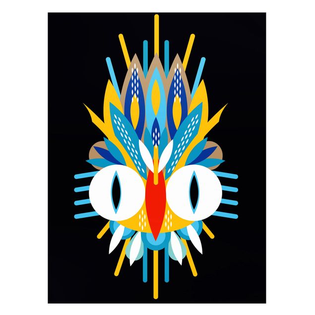 Lavagna magnetica - Collage Mask Ethnic - Piume - Formato verticale 4:3