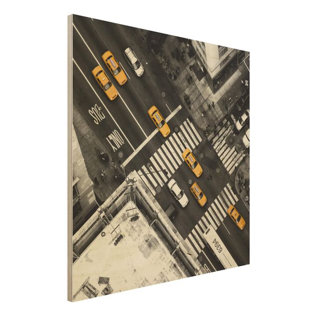 Quadro in legno - I taxi di New York - Quadrato 1:1