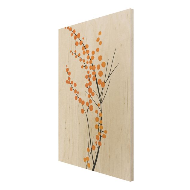 Stampa su legno - Mondo vegetale grafico - Bacche in arancione - Verticale 3:2