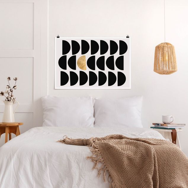 Poster bianco e nero formato orizzontale Semicerchio geometrico II
