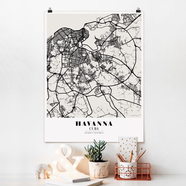Poster - Mappa L'Avana - Classic - Verticale 4:3