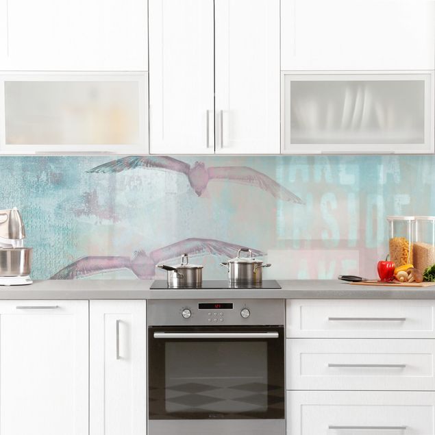 Rivestimenti cucina adesivi Collage in stile shabby chic - Gabbiani