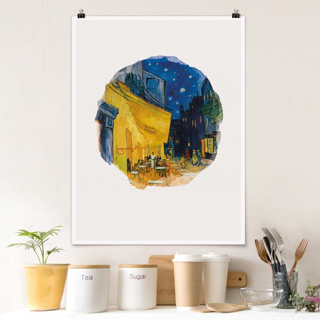 Poster acquerello Acquerelli - Vincent Van Gogh - Terrazza del caffè ad Arles