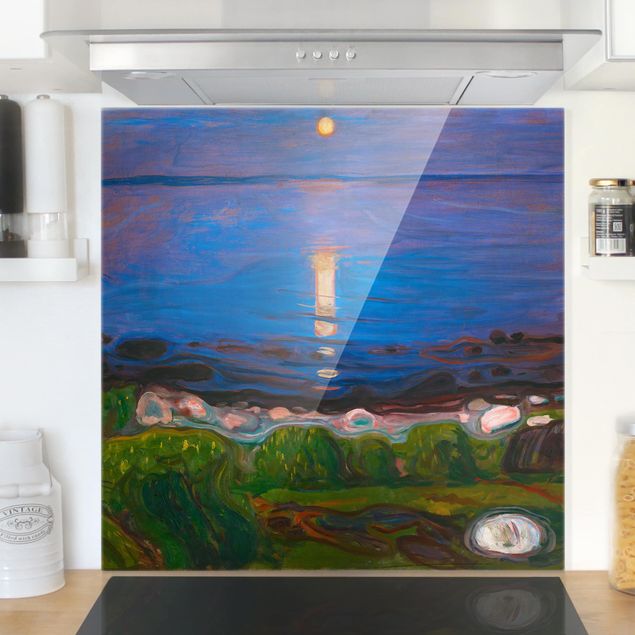 paraschizzi in vetro magnetico Edvard Munch - Notte d'estate sulla spiaggia