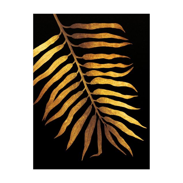 Tappeti color oro Oro - Foglia di palma II su nero