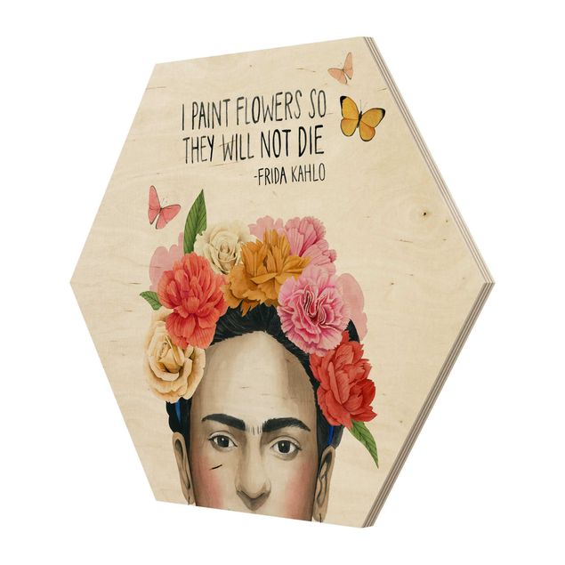 Esagono in legno - Pensieri di Frida - Fiori