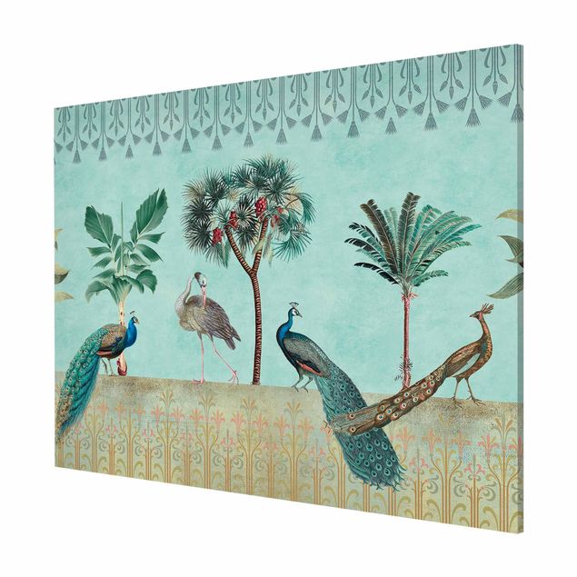 Lavagna magnetica - Vintage Collage - Uccello tropicale con palme - Formato orizzontale 3:4