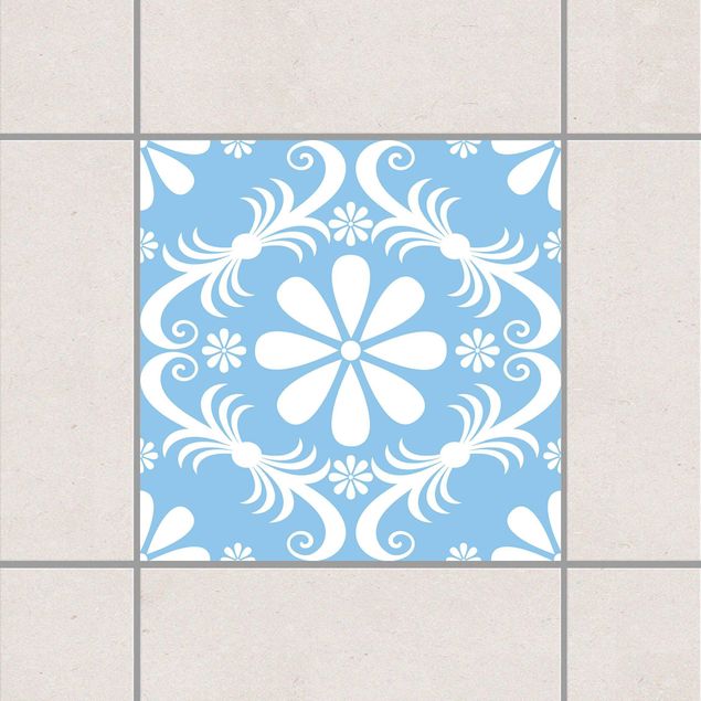 Adesivo per piastrelle - Flower Design Light Blue 25cm x 20cm