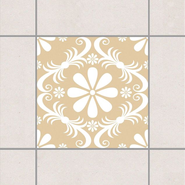 Adesivo per piastrelle - Floral Light Brown 25cm x 20cm
