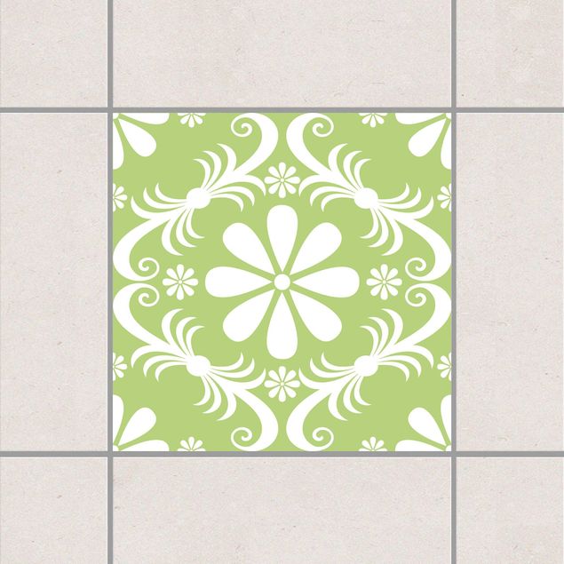Adesivo per piastrelle - Floral Spring Green 15cm x 15cm