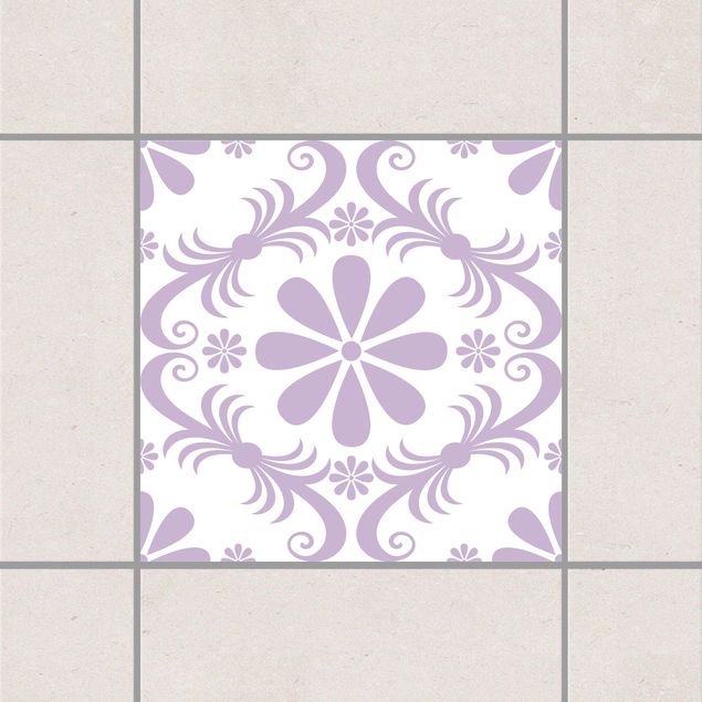 Adesivo per piastrelle - Flower Design White Lavender 25cm x 20cm