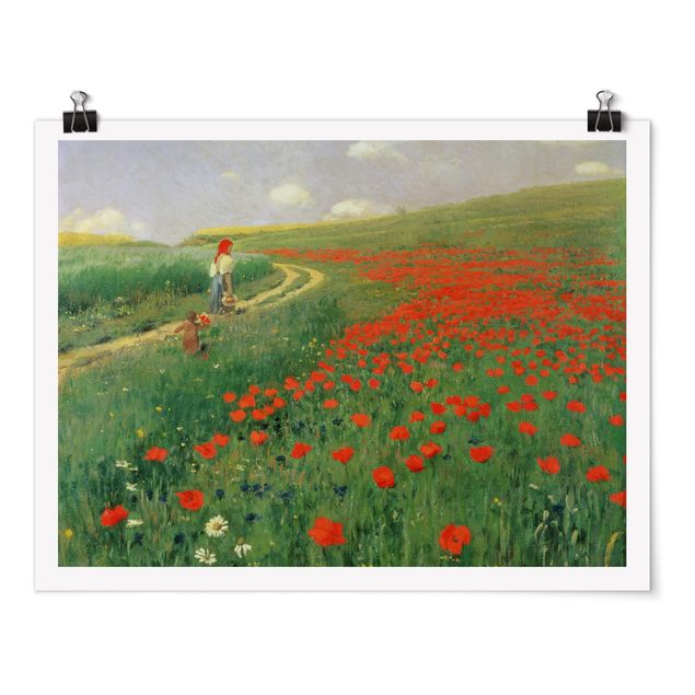 Poster - Pál Szinyei-Merse - Paesaggio estivo con una fioritura di papavero - Orizzontale 3:4