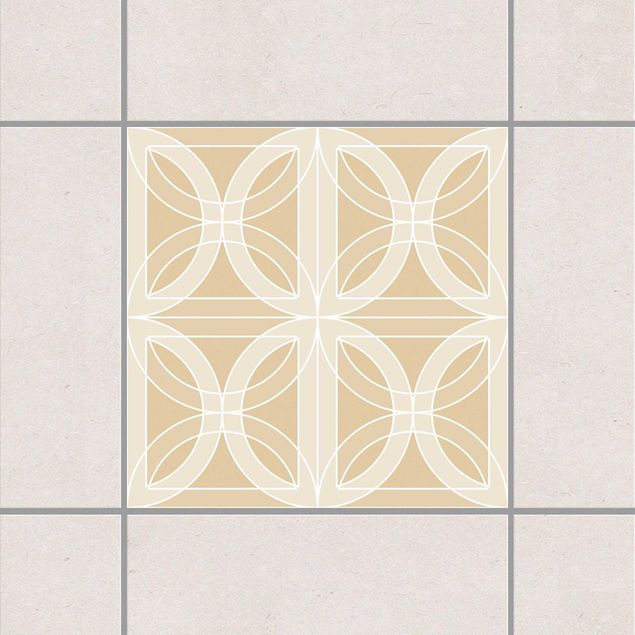 Adesivo per piastrelle - Circular Tile Design Light Brown 25cm x 20cm
