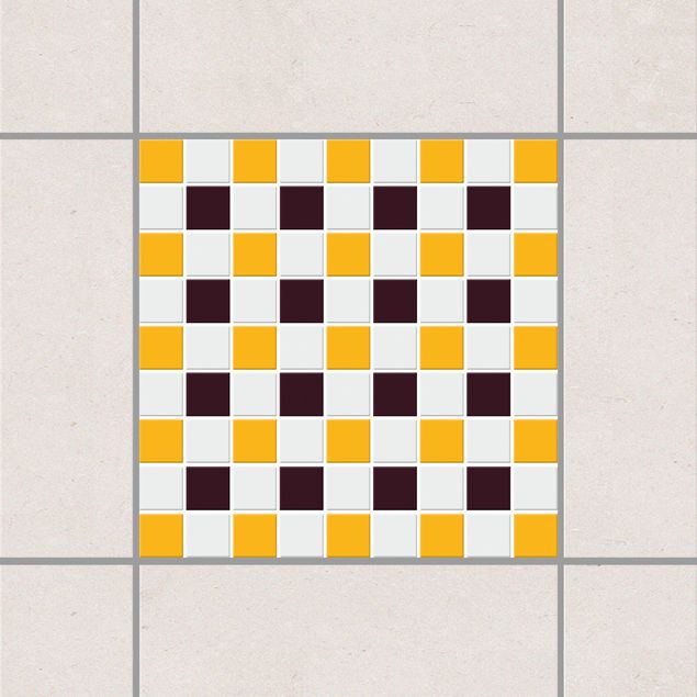 Adesivo per piastrelle - Mosaic Tiles Aubergine Melon Yellow 15cm x 15cm