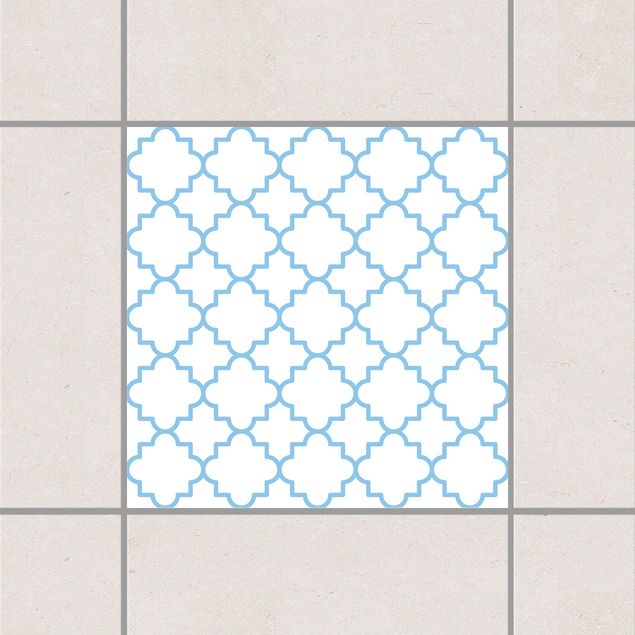 Adesivo per piastrelle - Traditional Quatrefoil White Light Blue 25cm x 20cm