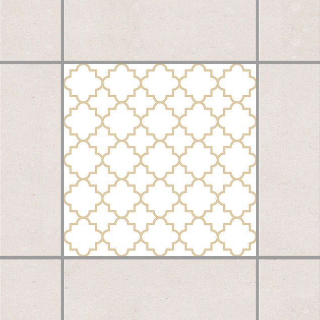 Adesivo per piastrelle - Traditional Quatrefoil White Light Brown 25cm x 20cm