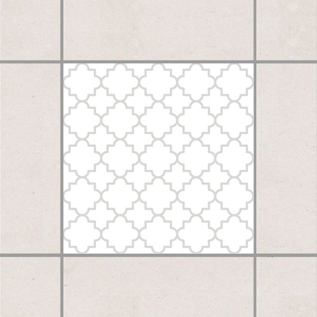 Adesivo per piastrelle - Traditional Quatrefoil White Light Grey 25cm x 20cm