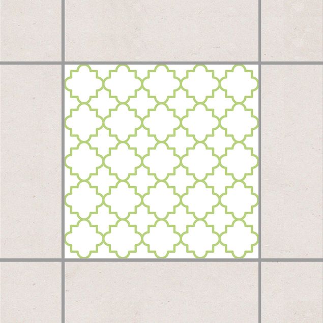 Adesivo per piastrelle - Traditional Quatrefoil White Spring Green 25cm x 20cm