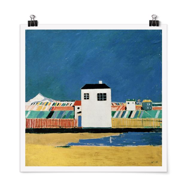 Poster - Kasimir Malevich - Con La Casa Bianca Paesaggio - Quadrato 1:1