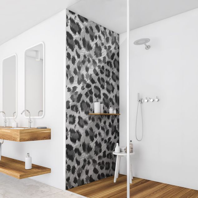 Rivestimenti per doccia alluminio dibond Motivo leopardato con struttura in acquerello grigio