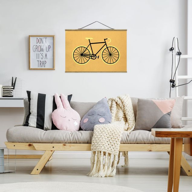 Foto su tessuto da parete con bastone - Bicicletta in giallo - Orizzontale 2:3