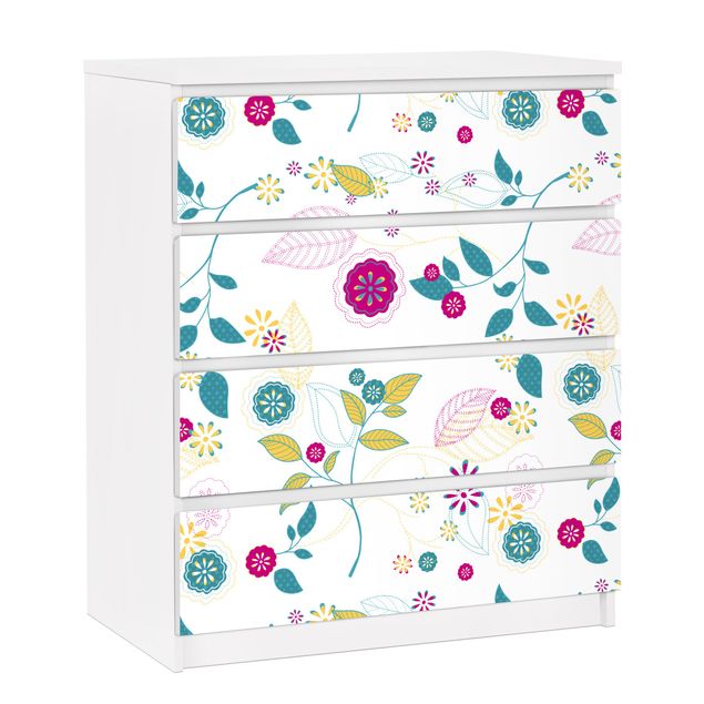 Carta adesiva per mobili IKEA - Malm Cassettiera 4xCassetti - Flowers cocktail