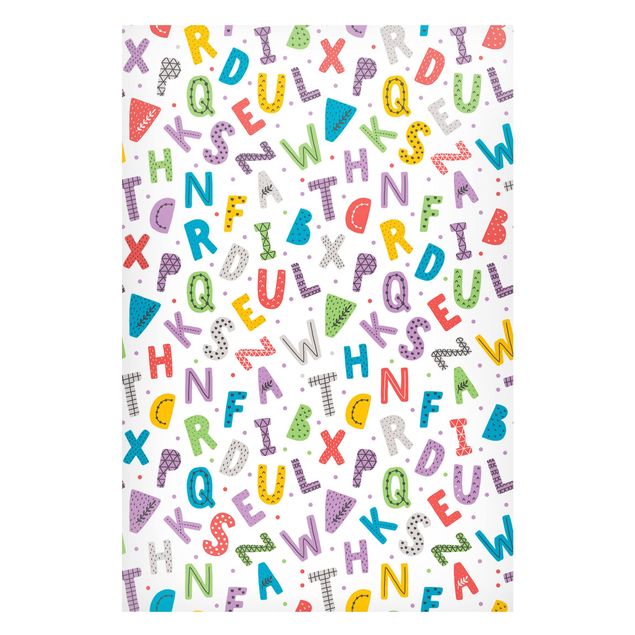 Lavagna magnetica - Alfabeto con cuori e puntini colorati